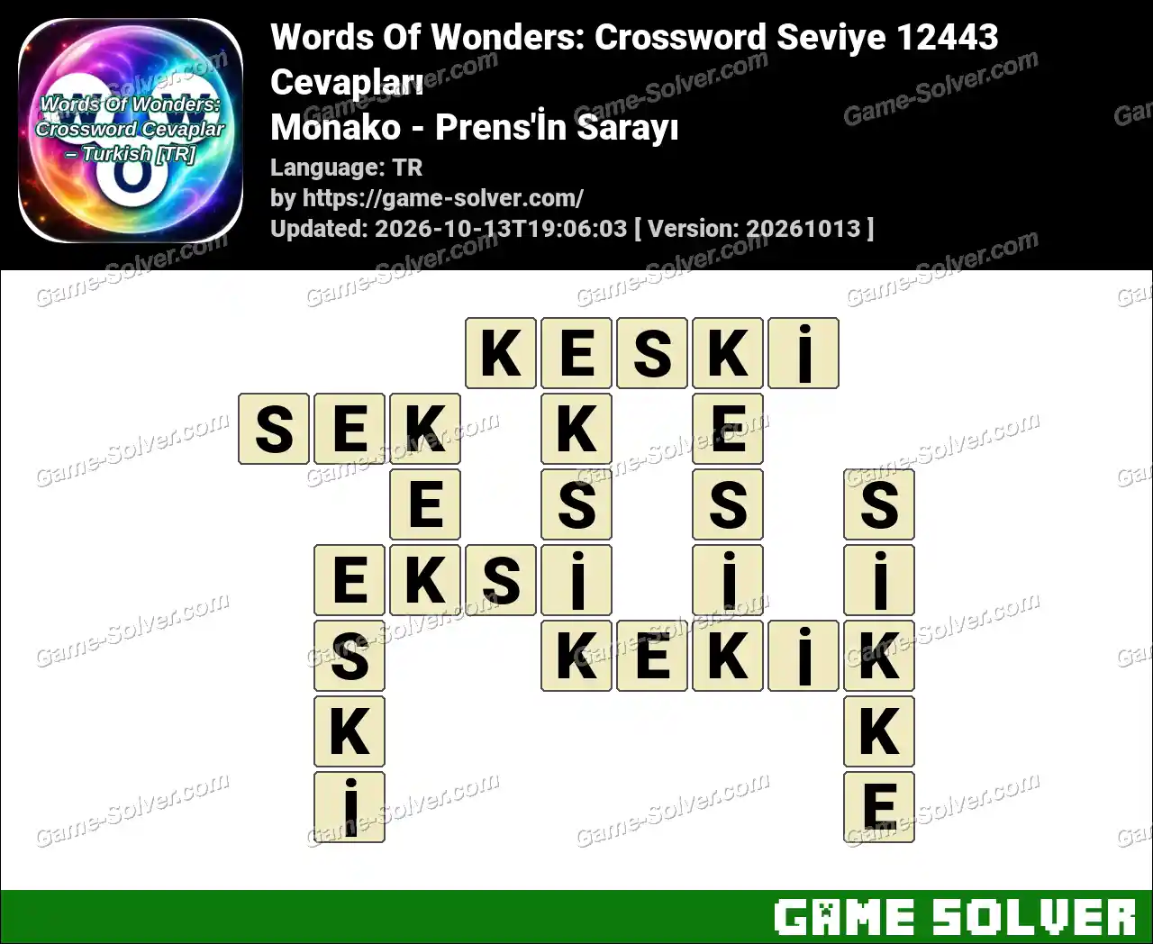 Words Of Wonders: Crossword Seviye 12443 Cevapları – Monako – Prens’İn Sarayı